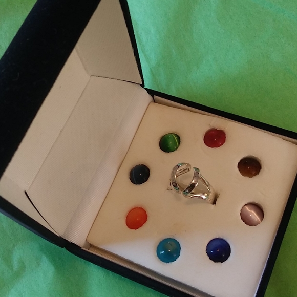 .925 Ring w/interchangeable Colored Stones - Picture 3 of 5